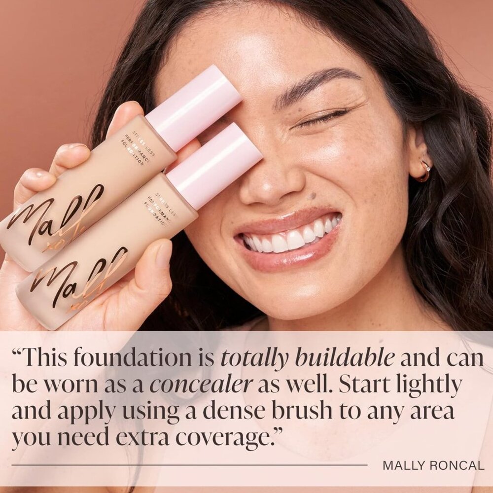 MALLY XO Stress Less Performance Lightweight Foundation* ~Light (Beige) 30ml NIB - Picture 9 of 11